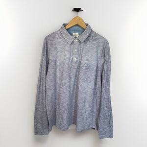 Faherty Polo Shirt Blue Striped Long Sleeve Indigo Dyed Casual Outdoor Men XL